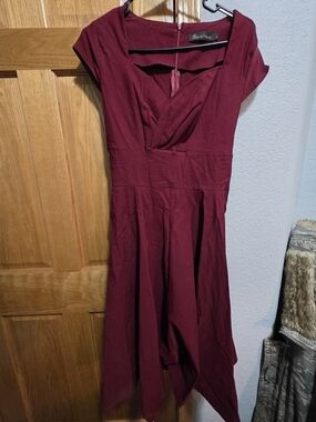 Gown Town Wine Asymmetrical Draped Dress